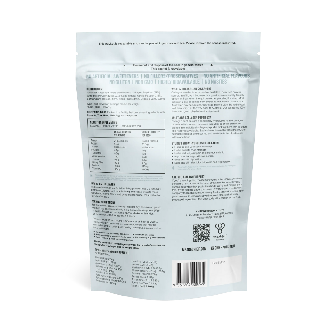 Grass-fed Collagen Protein Powder - Creamy Vanilla (30 serves)