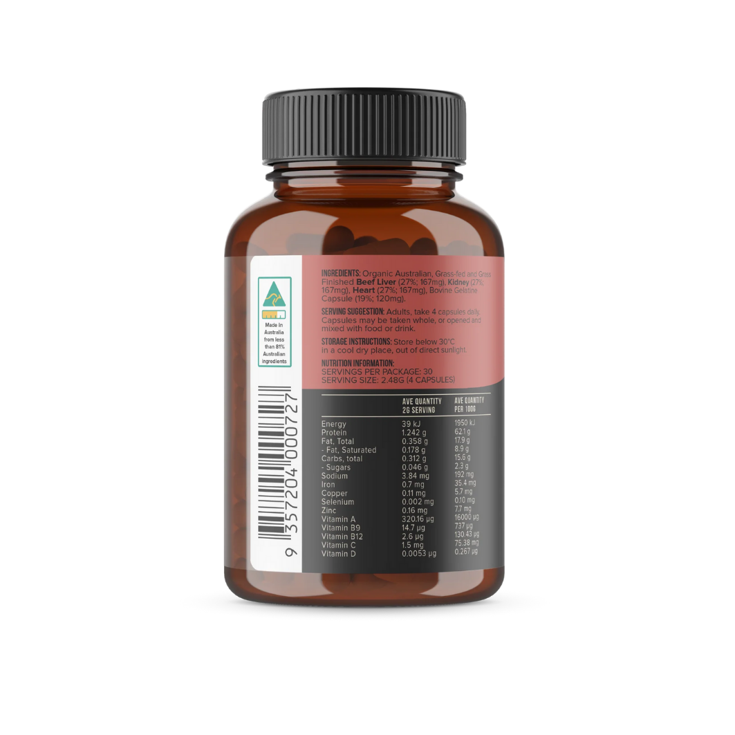 Organic Beef Liver, Heart & Kidney Immunity Boost Capsules